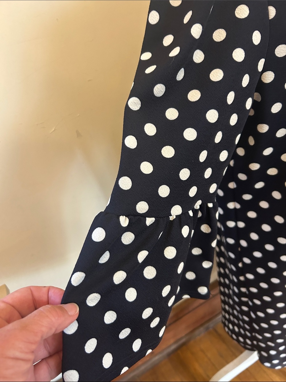 Green Envelope Navy White Polka Dot Shift Dress Size 1X EUC - Picture 3 of 6